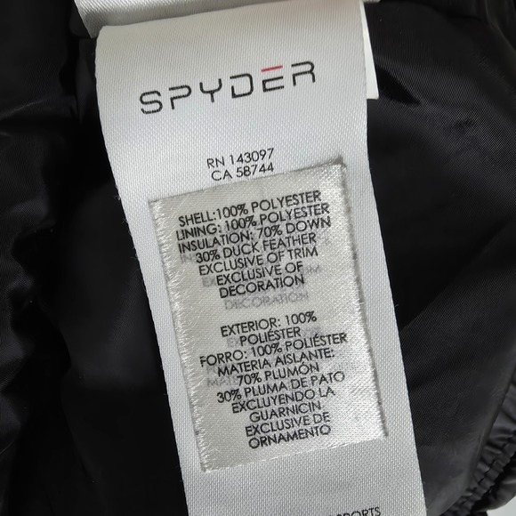 Spyder Prymo Puffer Down Jacket Womens Large Black Pink Coat Winter Ski Snow - Picture 16 of 16